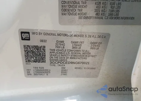 2022 Chevrolet Silverado 1500 4Wd Short Bed Custom Trail Boss from USA, damaged, VIN 3GCPDCED9NG670021